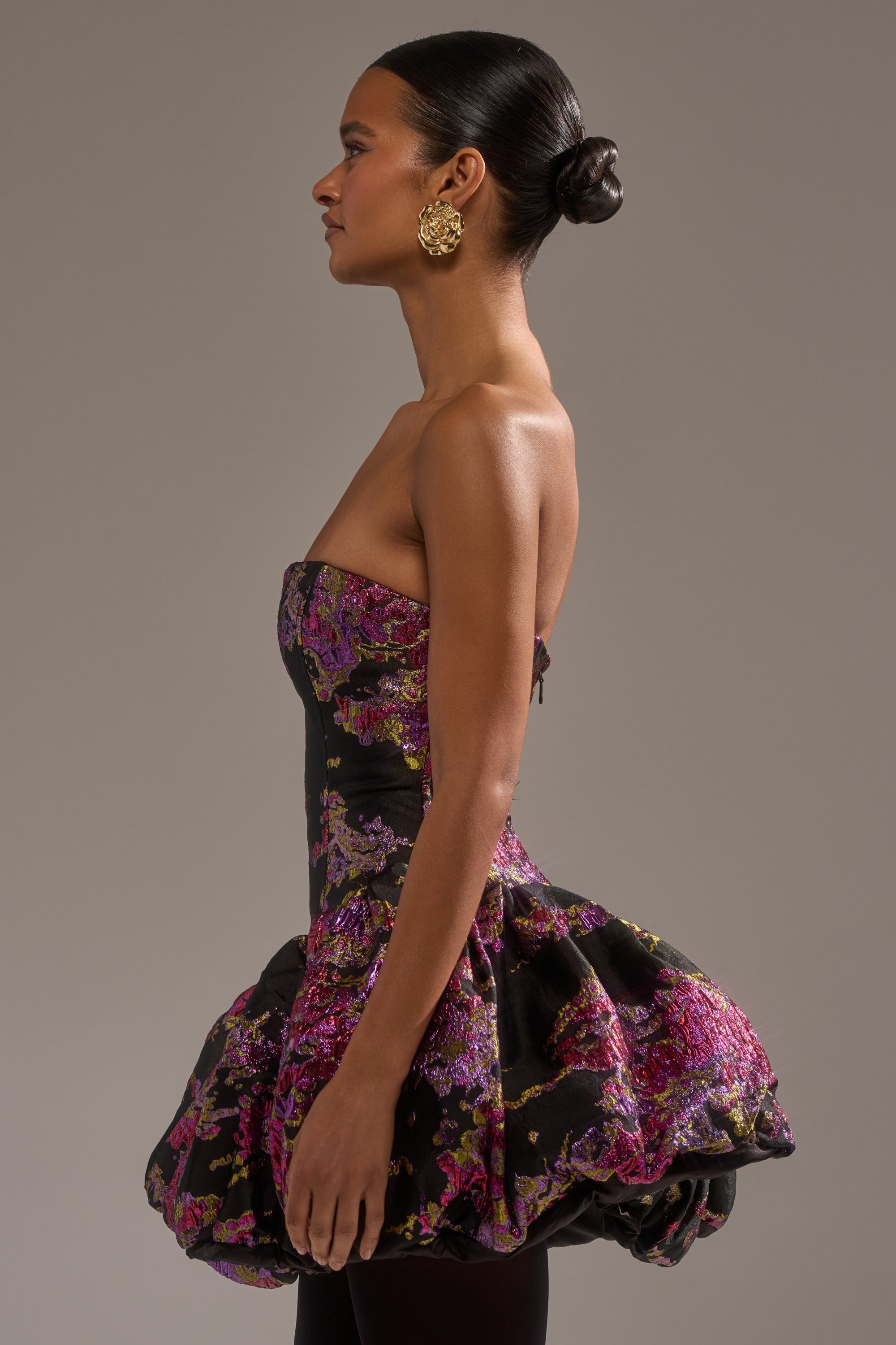 SHOW STOPPER BROCADE MINI DRESS IN PURPLE