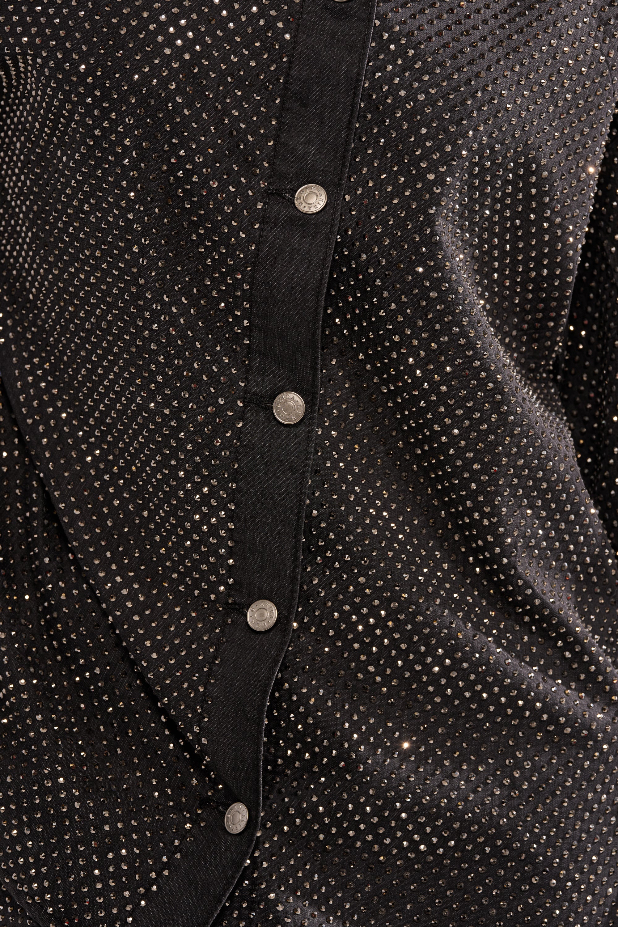 BLING BLING DENIM BUTTON DOWN TOP IN BLACK