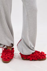 AZALEA WANG GREYI RED PUFF FLORAL FLAT SNEAKER