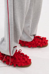 AZALEA WANG GREYI RED PUFF FLORAL FLAT SNEAKER