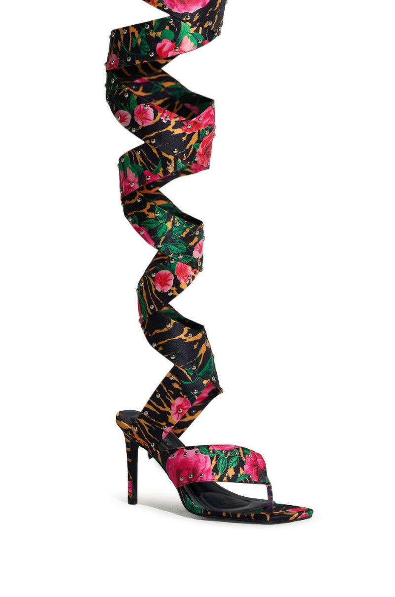 AZALEA WANG HOWLITE TIGER STUDDED STRAPPED SANDAL