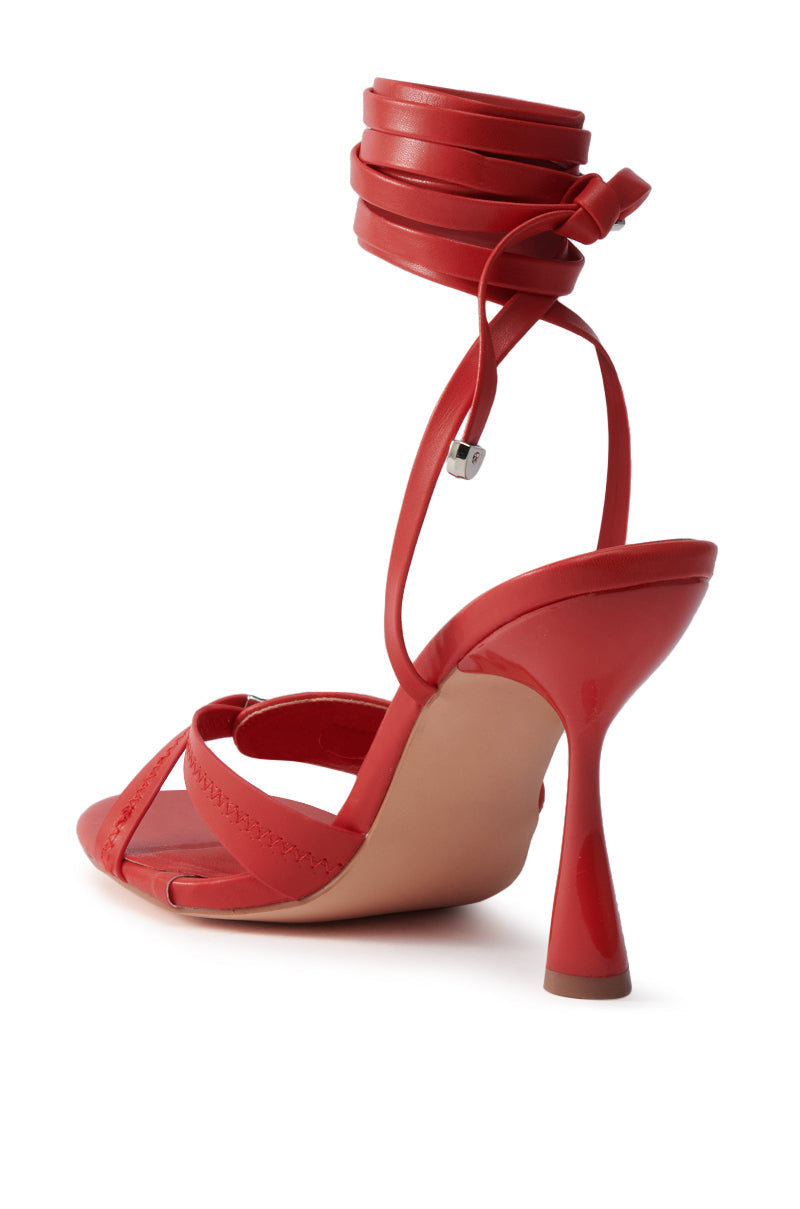 AKIRA JANIKA RED HARDWARE STRAPPY SANDAL