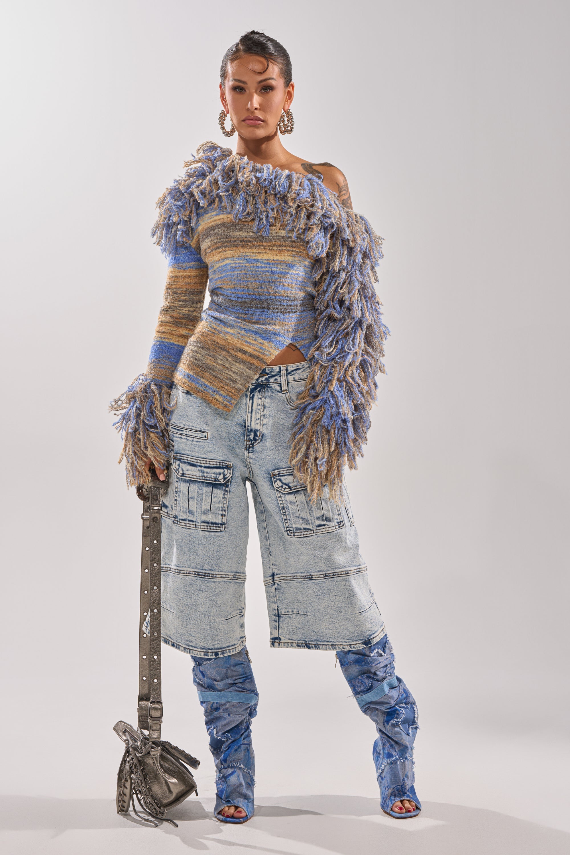 FORGET ME NOT DENIM CARGO BERMUDA SHORT