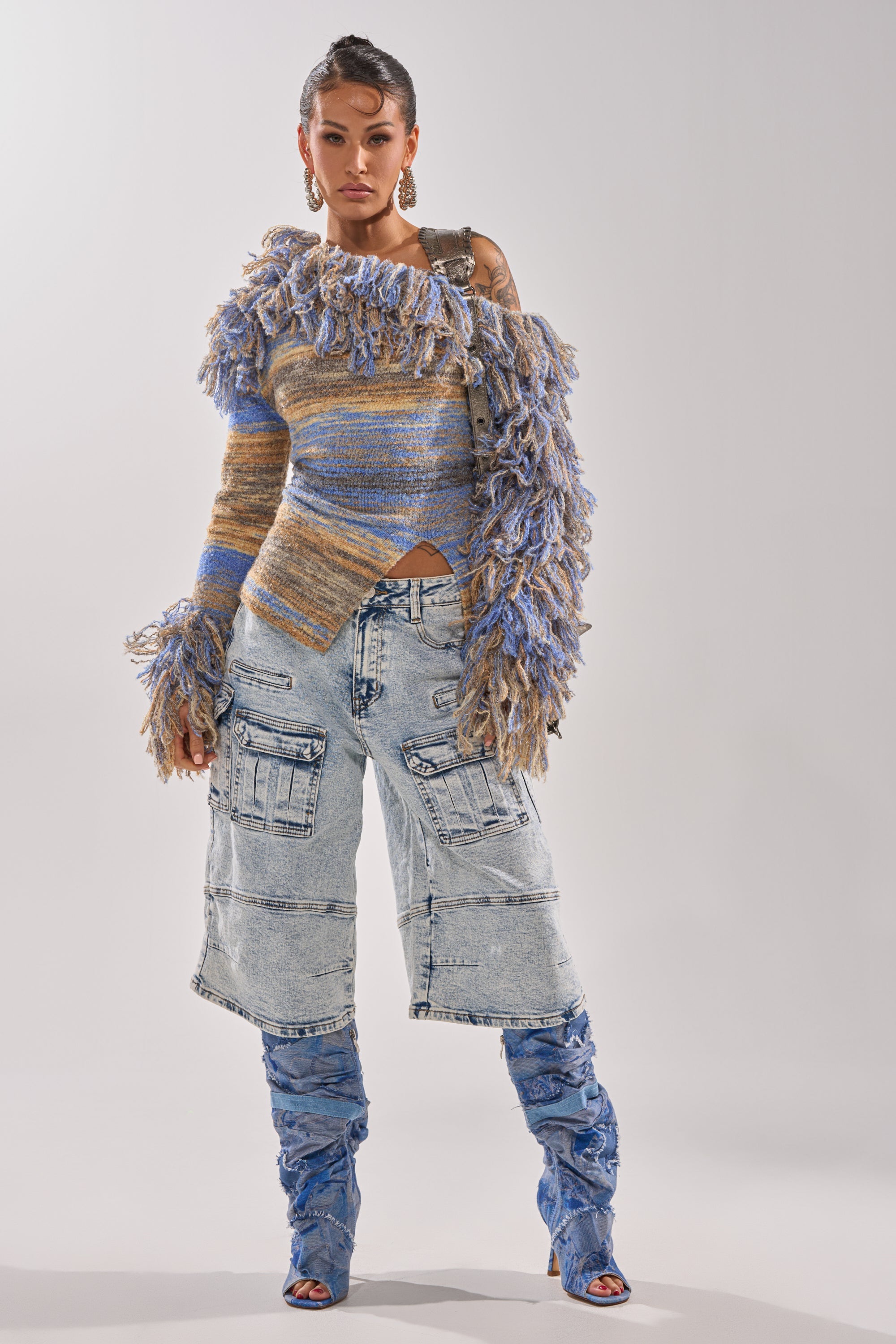 FORGET ME NOT DENIM CARGO BERMUDA SHORT