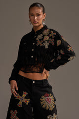 MAIN SQUEEZE CROPPED DENIM JACKET