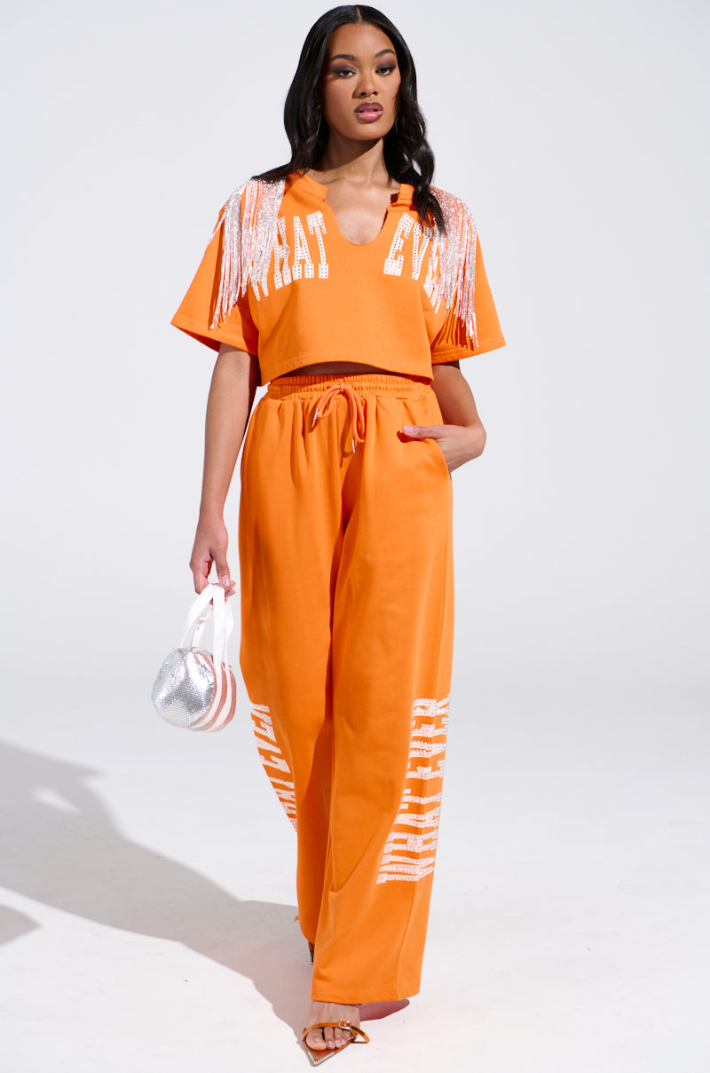 WHATEVER YOU WANT RHINESTONE SWEATPANTS