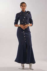 YOU GOT ME SPINNING DENIM MAXI SKIRT