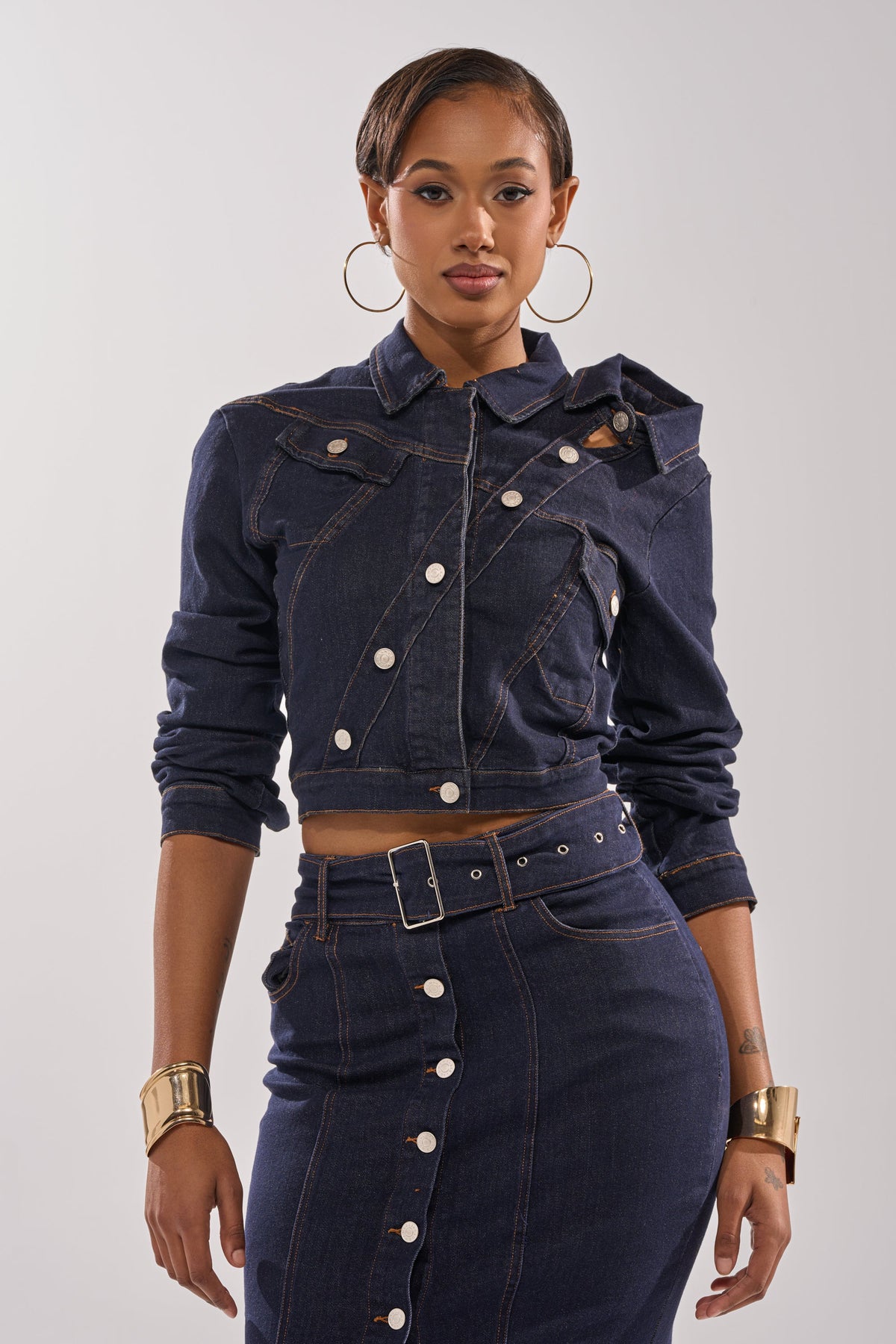 YOU GOT ME SPINNING DENIM BUTTON DOWN