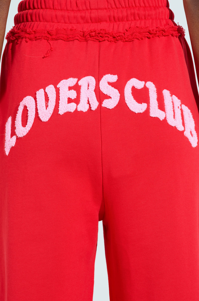 LOVERS CLUB WIDE LEG JOGGER IN RED