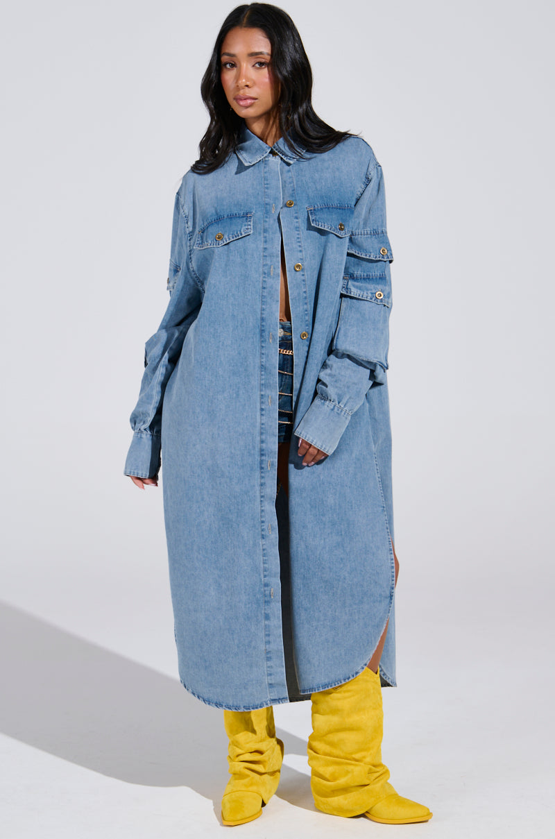 COMFORT QUEEN CHAMBRAY LONG DUSTER
