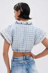 MY OWN ENERGY CROP DENIM BLOUSE