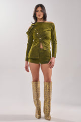 YOUR TIME IS COMING VELVET DENIM SHORT