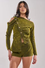 YOUR TIME IS COMING VELVET DENIM BLOUSE