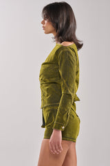 YOUR TIME IS COMING VELVET DENIM BLOUSE