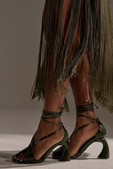 AZALEA WANG KELEDER OLIVE CROC PEEP TOE PUMP