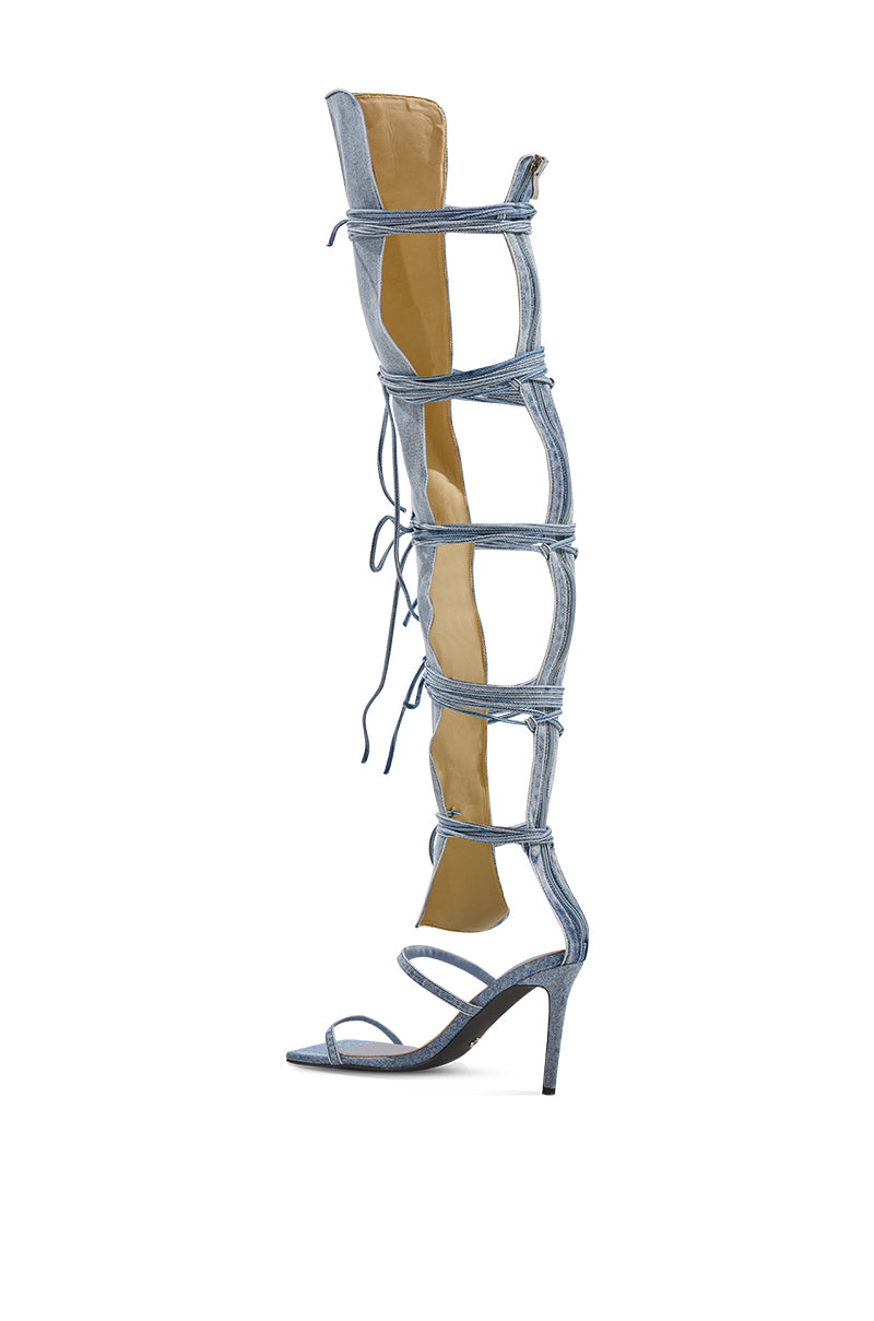 AZALEA WANG KRISTINE DENIM STILETTO GLADIATOR SANDAL