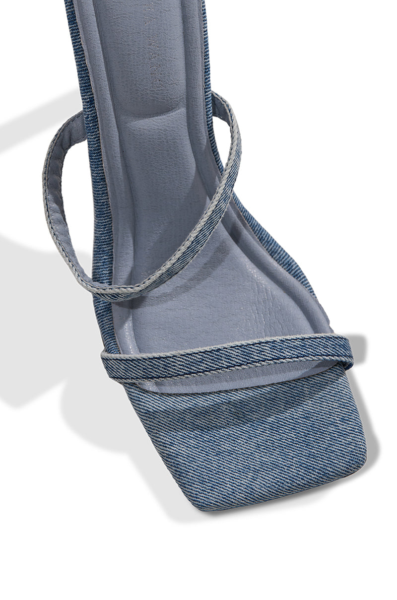 AZALEA WANG KRISTINE DENIM STILETTO GLADIATOR SANDAL