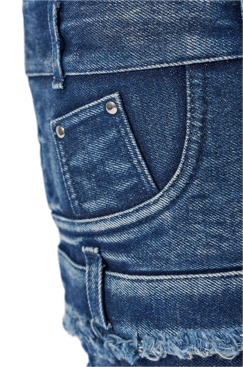 AKIRA GOLD MAHONEY DENIM PANT DETAIL GLADIATOR STILETTO