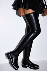 AZALEA WANG NEW RULES THIGH HIGH STRETCH BOOT WITH 4 WAY STRETCH IN BLACK