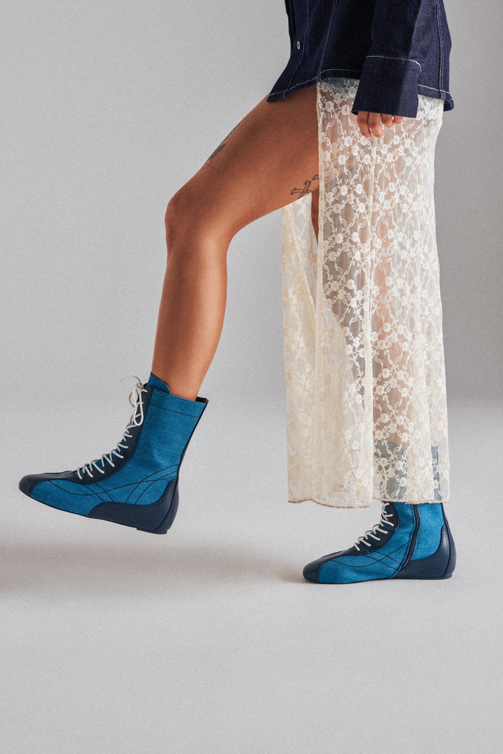 AZALEA WANG PASSER NAVY FLAT SNEAKER