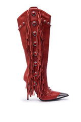AZALEA WANG PELAGIANA RED WESTERN POINTED TOE STILETTO BOOT