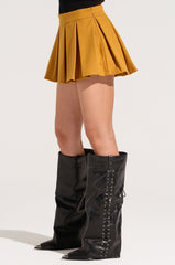 OUT OF OUR HEAD WOOL MINI SKIRT IN MUSTARD