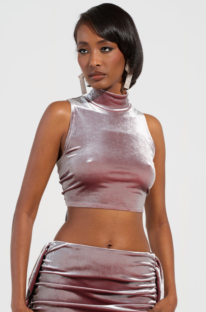 FLAUNT IT VELVET MOCK NECK BLOUSE