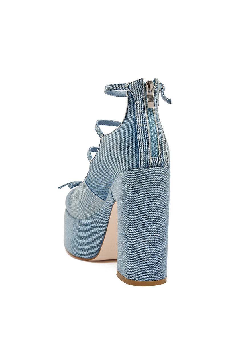 AZALEA WANG SPROUT DENIM CHUNKY PUMP