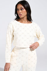 SHINE BRIGHT PEARL BOAT NECK SWEATER
