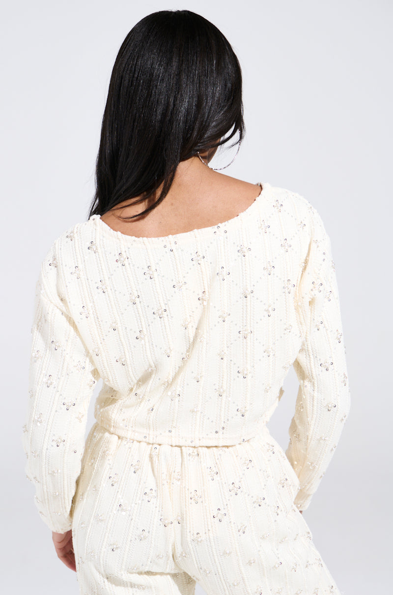 SHINE BRIGHT PEARL BOAT NECK SWEATER