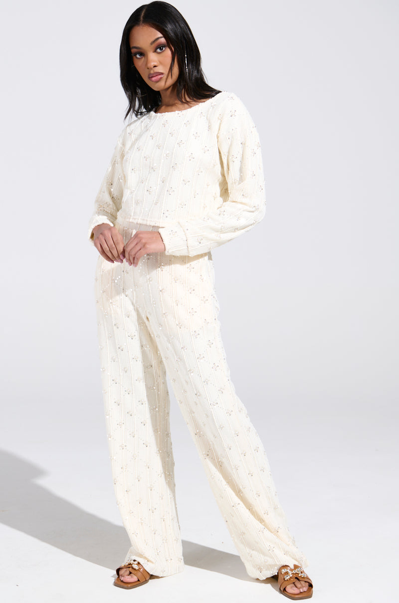 SHINE BRIGHT PEARL BOAT NECK SWEATER