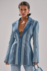 COME SLIDE PATCHWORK DENIM BLAZER