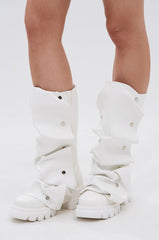 AZALEA WANG SYBEL WHITE SNAP DETAIL BOOTIE