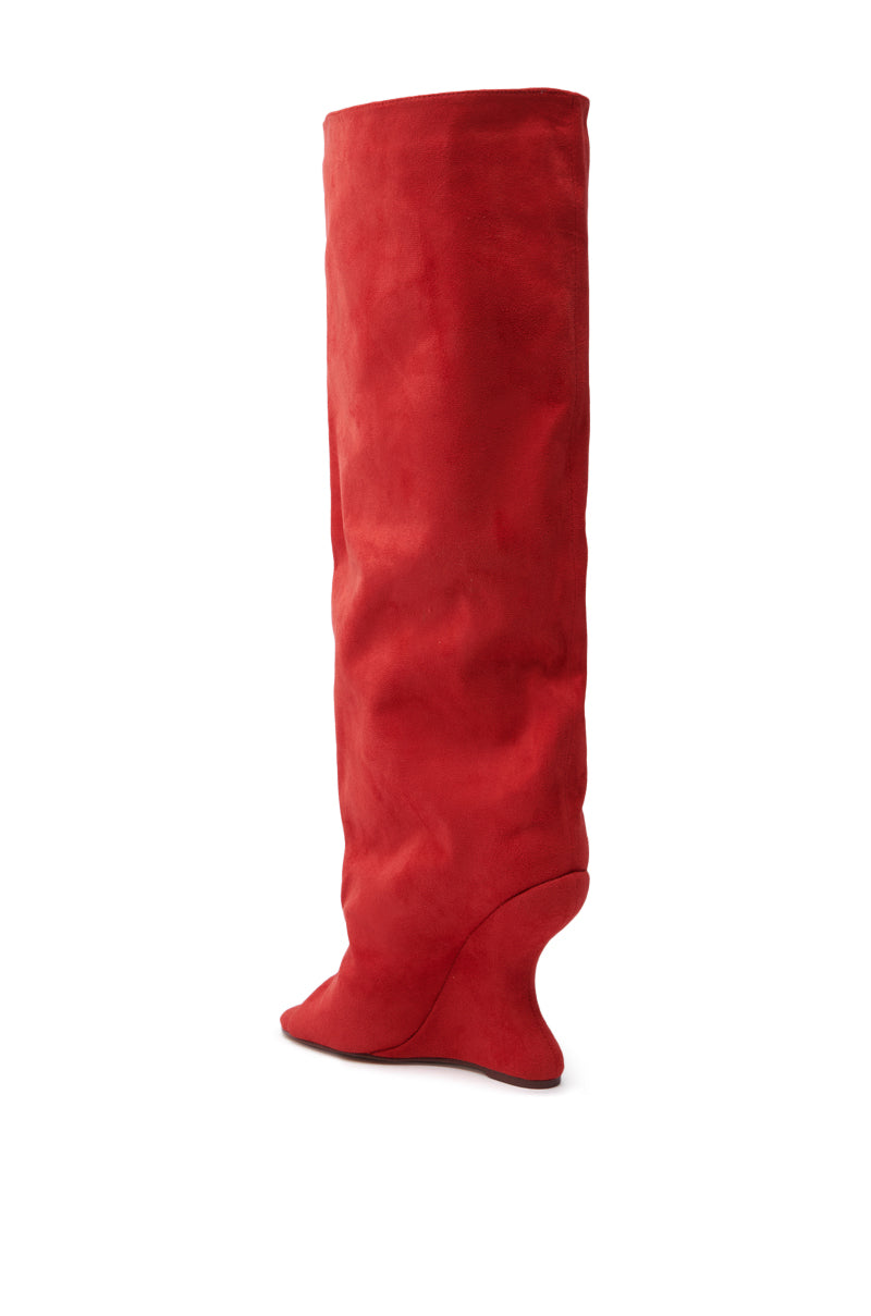 AZALEA WANG VINCENT RED OPEN TOE WEDGE BOOT