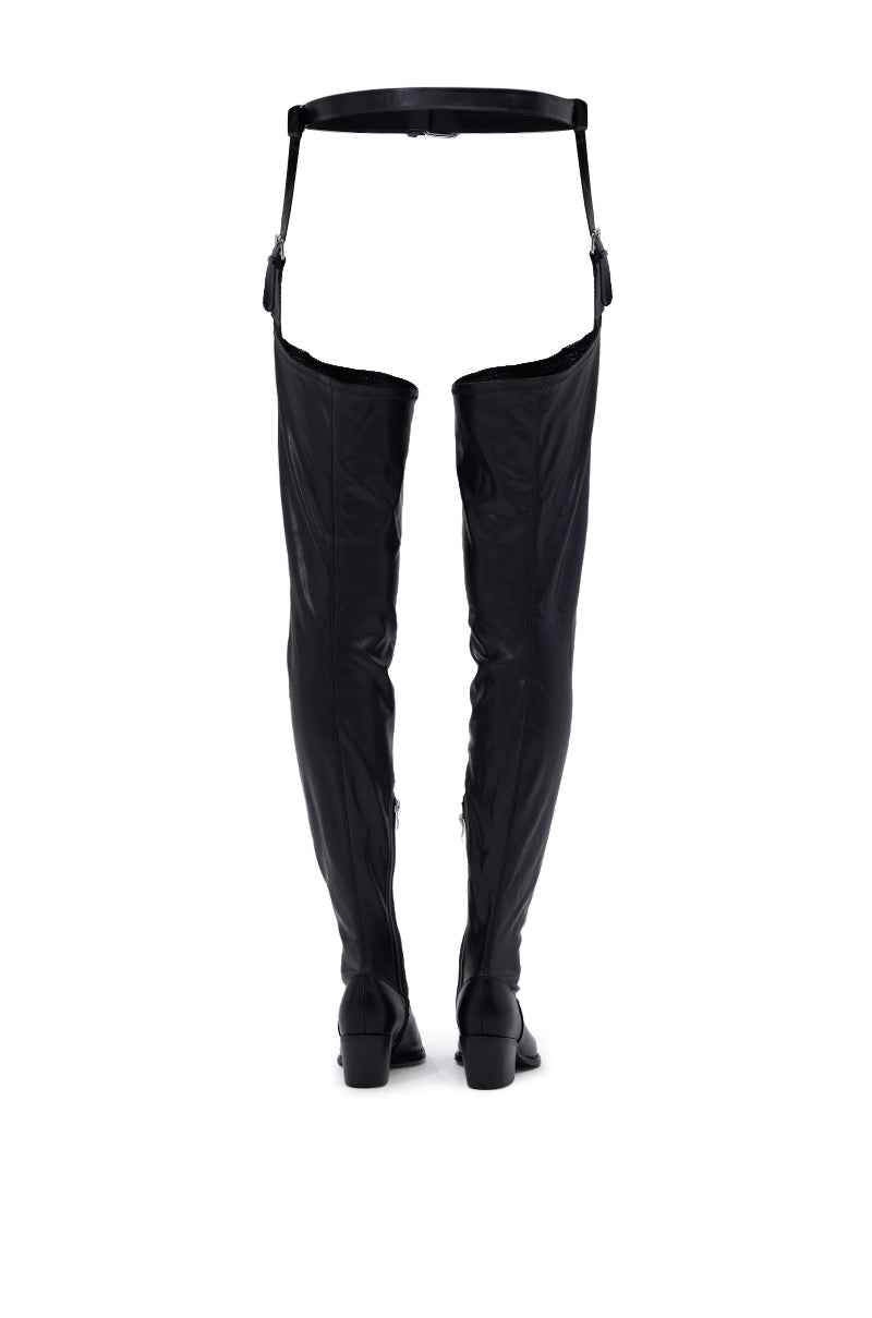 AZALEA WANG WESTLANN BLACK PU CHAP BOOT