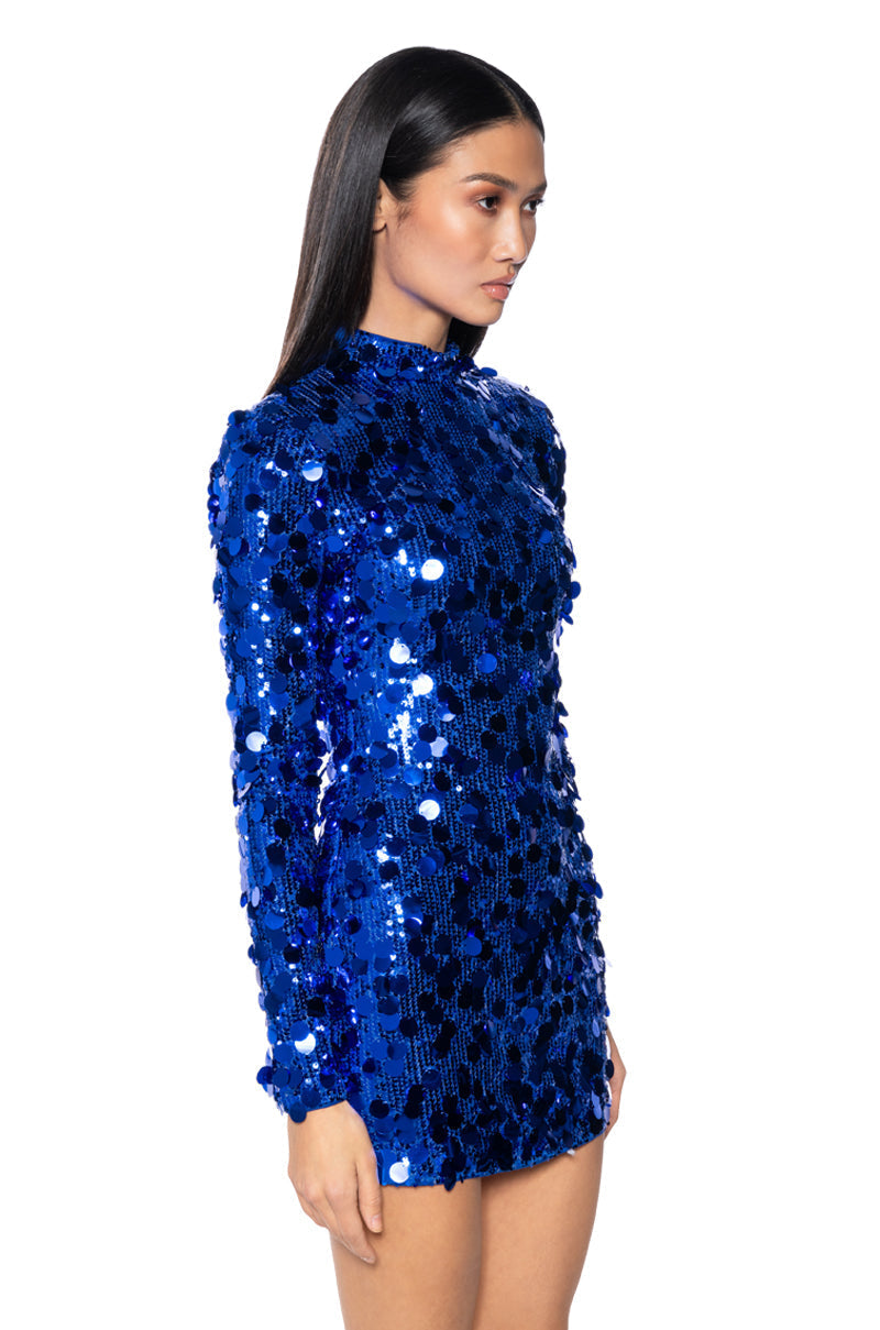 ALWAYS FULL GLAM SEQUIN MINI DRESS