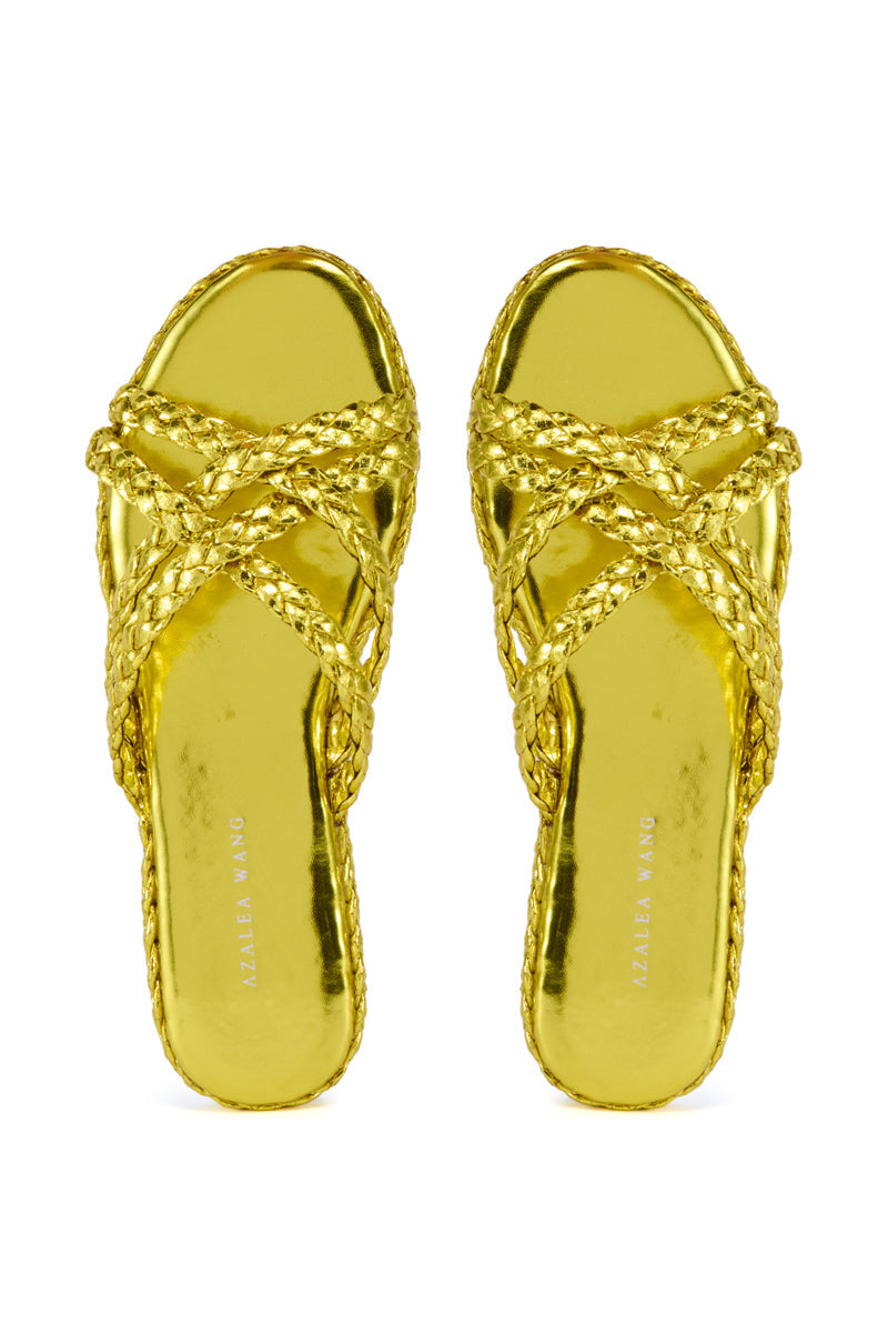 AZALEA WANG AMMON YELLOW METALLIC BRAIDED SANDAL
