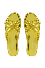 AZALEA WANG AMMON YELLOW METALLIC BRAIDED SANDAL