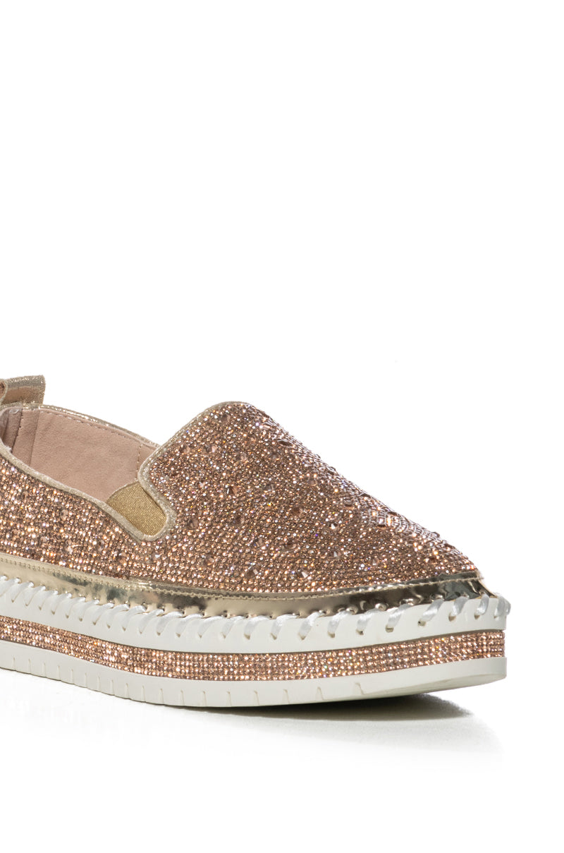 AZALEA WANG BRITTANY ROSE GOLD EMBELLISHED SNEAKER